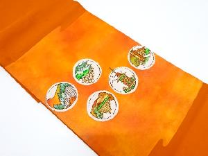 丸に京風景模様織り出し名古屋帯